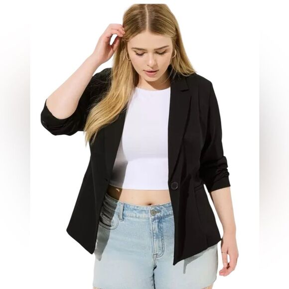 Torrid Chelsea Luxe Ponte Blazer Deep Black Sz 4 (4X/26) - Picture 2 of 16